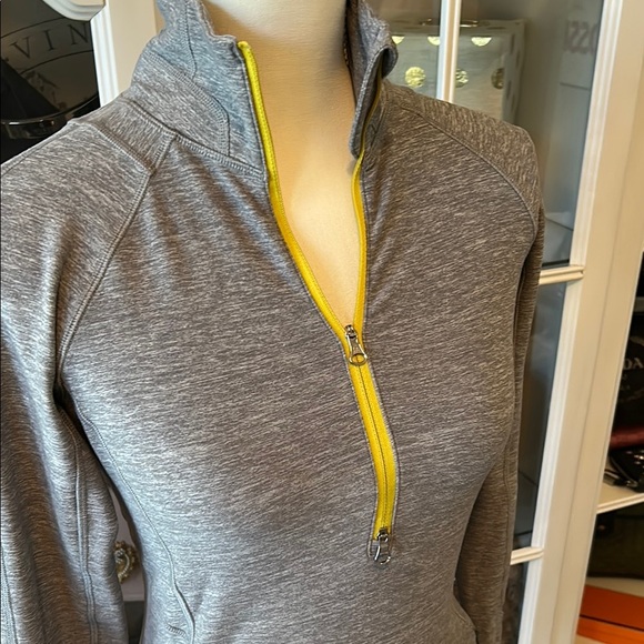 Lululemon Half Zip Gray and Yellow Zipper - Picture 2 of 10
